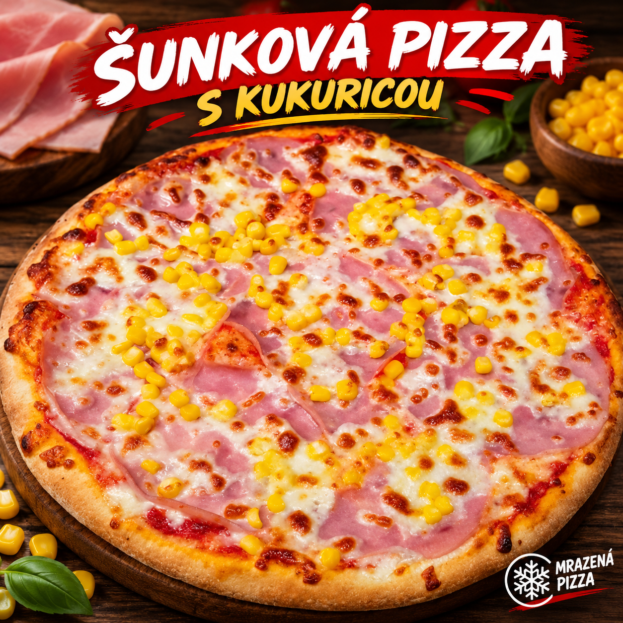 Pizza šunková s kukuricou